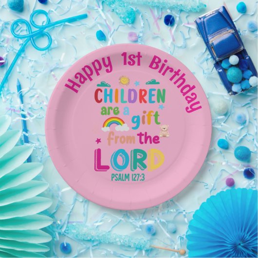 "Children Are a Gift from the Lord" Custom (Pink) Pappteller (Party)