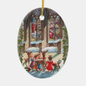 Children at the Church Window Christmas Keramik Ornament (Vorne)