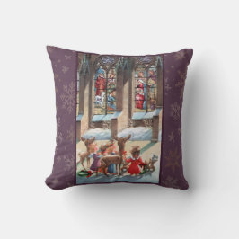Children at the Church Window Christmas  Kissen