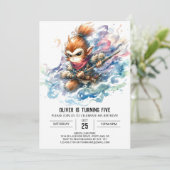 Children Chic Monkey zum Geburtstag Einladung (Stehend Vorderseite)