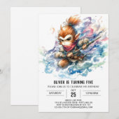 Children Chic Monkey zum Geburtstag Einladung (Vorne/Hinten)