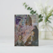 children dance cat bird cage sheet music collage postkarte (Stehend Vorderseite)