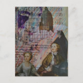 children dance cat bird cage sheet music collage postkarte (Vorderseite)