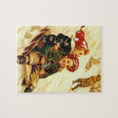 Children Fun Sledding Vintage Winter Scene Puzzle (Horizontal)