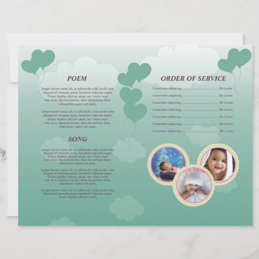 Children Funeral Program Template (Rückseite)