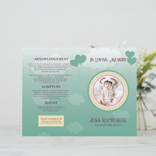 Children Funeral Program Template (Stehend Vorderseite)