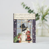 Children Gebäude Snowman Postkarte (Stehend Vorderseite)