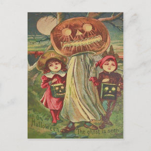Children Ghost Jack O' Lantern Pumpkin Postkarte