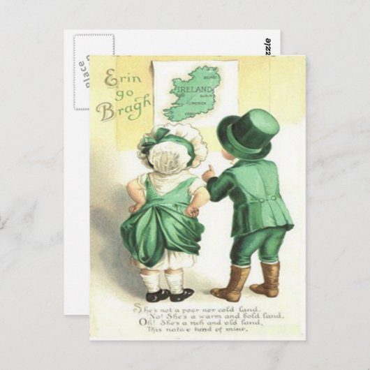 Children Irish Map Erin Go Bragh Postkarte