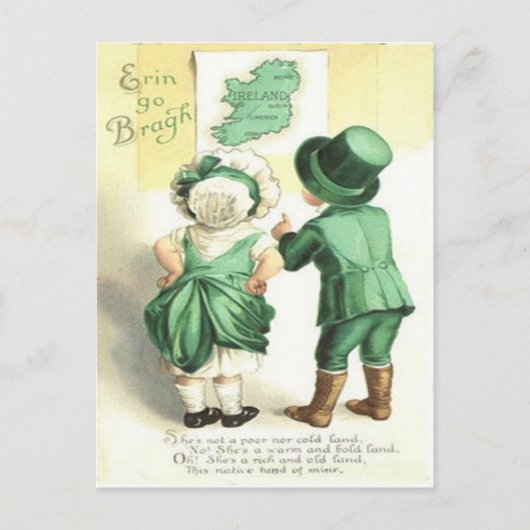 Children Irish Map Erin Go Bragh Postkarte (Vorderseite)