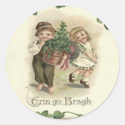 Children Kleeblatt Erin Go Bragh Runder Aufkleber (Vorderseite)