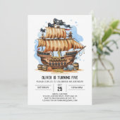 Children Matey Nautic Pirate Einladung (Stehend Vorderseite)