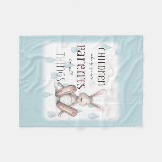 Children Obey Your Eltern-Col 3:20 Blue Fleecedecke (Vorderseite (Horizontal))