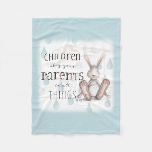 Children Obey Your Eltern-Col 3:20 Blue Fleecedecke