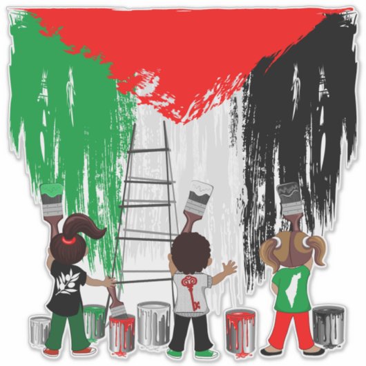 Children of Gaza Painting Palestine Flag  Aufkleber (Vorderseite)