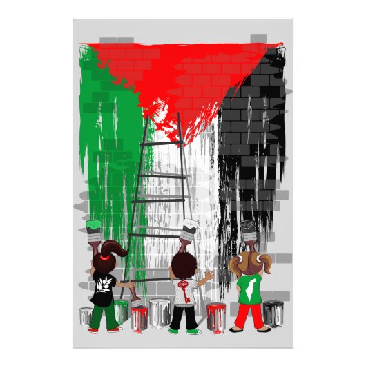 Children of Gaza Painting Palestine Flag Fotodruck (Vorne)