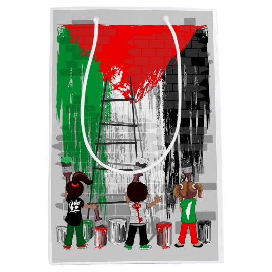 Children of Gaza Painting Palestine Flag Mittlere Geschenktüte (Vorderseite)