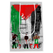 Children of Gaza Painting Palestine Flag Mittlere Geschenktüte (Rückseite)