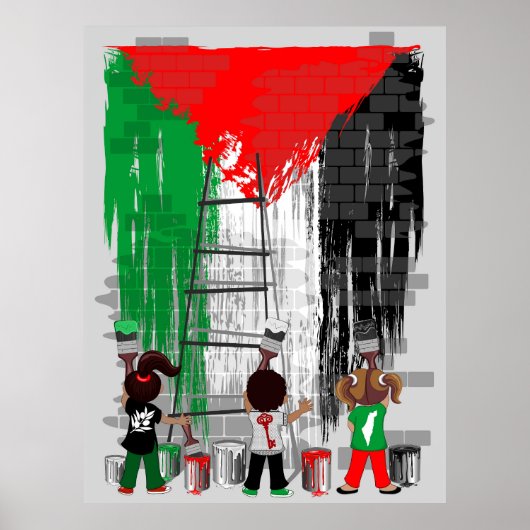 Children of Gaza Painting Palestine Flag Poster (Vorne)