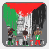 Children of Gaza Painting Palestine Flag Quadratischer Aufkleber (Vorderseite)