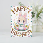Children Rabbit Bunny Digital Geburtstag Karte (Stehend Vorderseite)