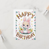 Children Rabbit Bunny Digital Geburtstag Karte (Vorderseite/Rückseite Beispiel)