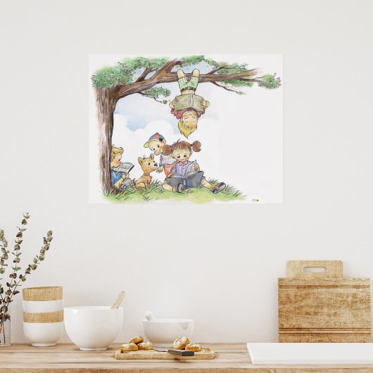Children reading books poster (Küche)