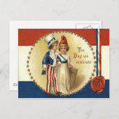 Children Uncle Sam Lady Liberty Star Postkarte (Vorne/Hinten)