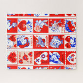 Children Valentine Gruß Hugs Kisses Red White Puzzle (Horizontal)