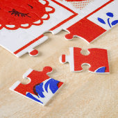 Children Valentine Gruß Hugs Kisses Red White Puzzle (Seite)