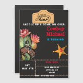 Children Wild West Cactus Birthday Boy Magneteinladung (Vorne/Hinten)