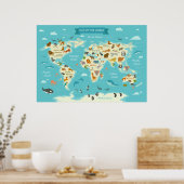 Children World Map mit Illustration Value Poster (Küche)