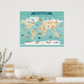 Children World Map mit Illustrationen Poster (Küche)