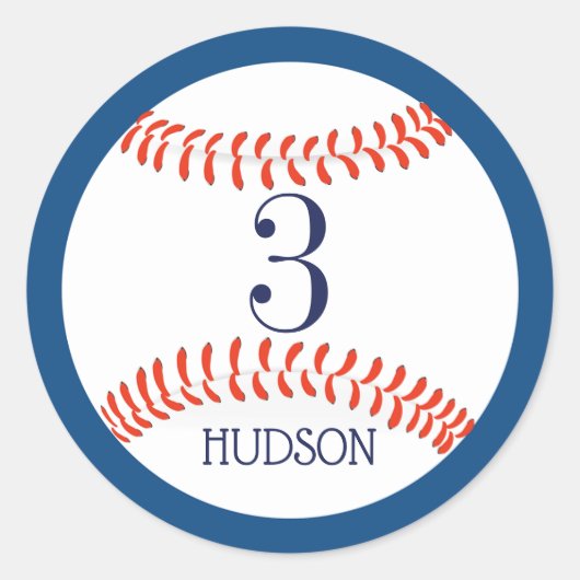Childrens Baseball Geburtstagsticker Runder Aufkleber (Vorderseite)