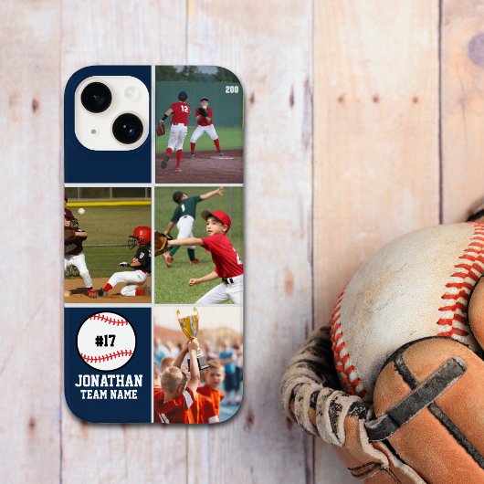 Children's Baseball Team Photo Collage Blue Case-Mate iPhone Hülle