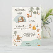 Children's birthday Invitation in camping vibes  Einladung (Stehend Vorderseite)