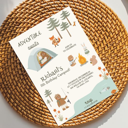 Children's birthday Invitation in camping vibes  Einladung