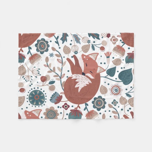 Childrens Boho Style Fox Fleece Blanket (Vorderseite (Horizontal))