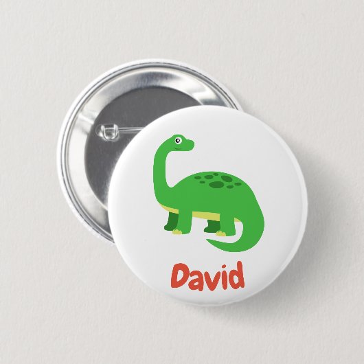 Childrens Diplodocus Dinosaur Individuelle Name Button (Vorne & Hinten)