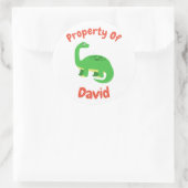 Childrens Diplodocus Dinosaur Individuelle Name Runder Aufkleber (Tasche)