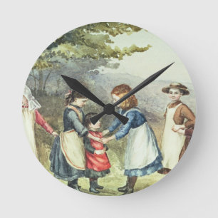 Children's Games, c.1880 (w/c on paper) Runde Wanduhr
