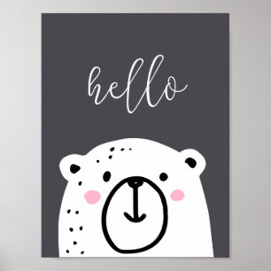 Childrens Kinderzimmer Bear Hallo Script Poster