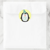 Childrens Penguin Tragen von Party Hat Geburtstag  Runder Aufkleber (Tasche)