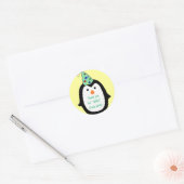 Childrens Penguin Tragen von Party Hat Geburtstag  Runder Aufkleber (Umschlag)