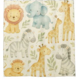 Children's Safari Baby Animal Shower Curtain Duschvorhang