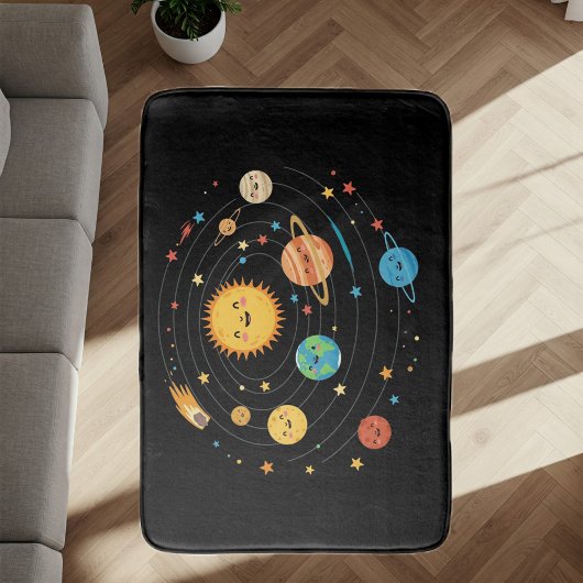 Children's Solar System Rug - Black Color Badematte