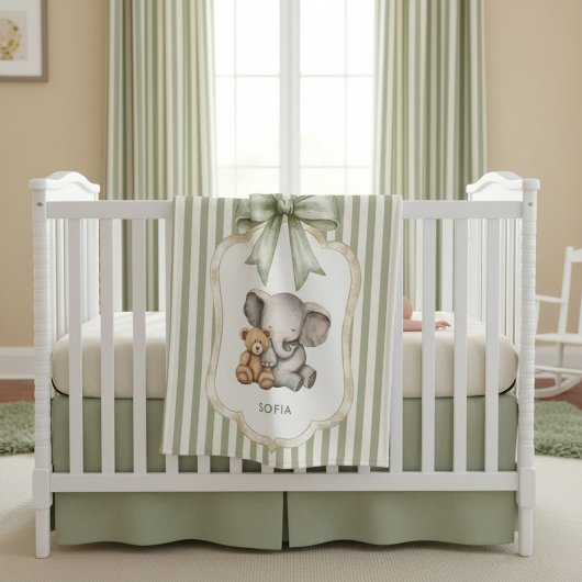 childrens Sweet Elephant Teddy Bear Friends  Fleecedecke