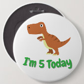 Childrens T-rex Dinosaur Birthday Individuelle Nam Button (Vorne & Hinten)