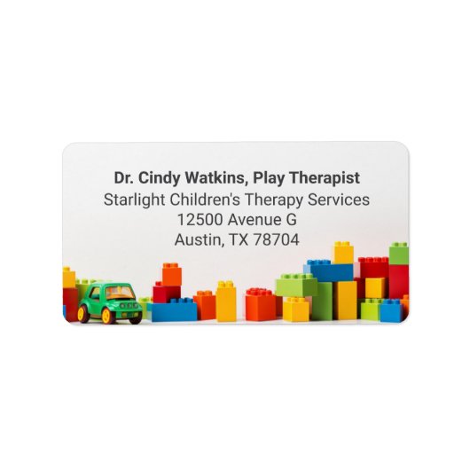 Children's Toys Play Therapy Office Return Address Adressaufkleber (Vorne)