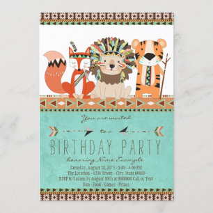 Childrens Tribal Boho Birthday Party Einladung